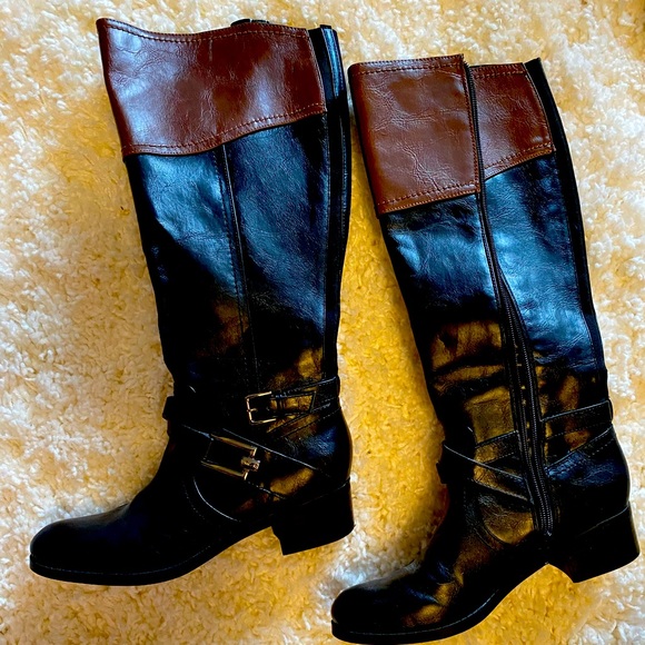 Unisa Shoes Size 65 Unisa Brand Faux Leather Riding Boots Black